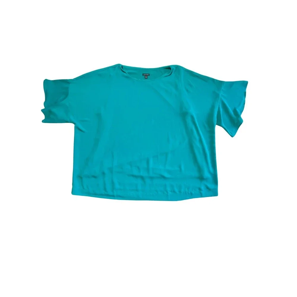 J. Jill Green Teal Blouse Size 3X Minimalist Workwear Resort Office Summer